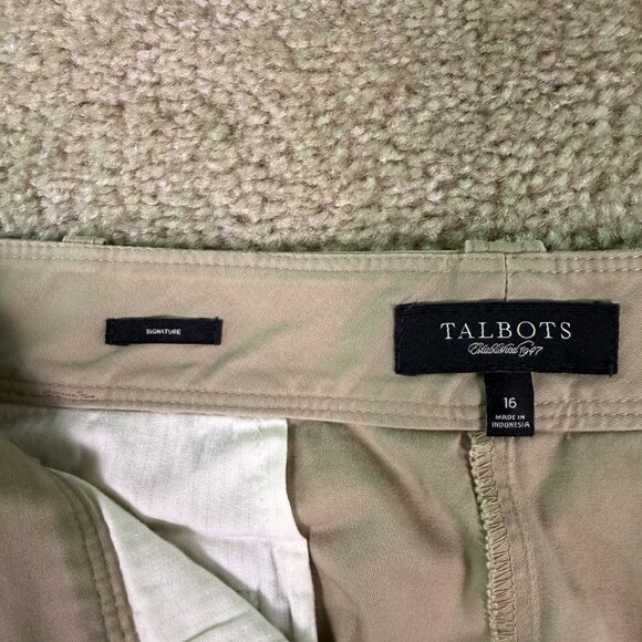Talbots Signature Cropped Capri Pants Women Sz 16 Beige Straight Stretch E492 - Picture 4 of 12